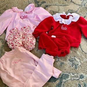 CECIL & Lou Personalized Matching Set - Red and Pink -Kate- sizes 12M-2T